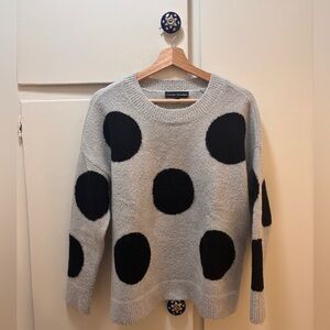 Catherine Malandrino Light Gray Sweater with Black Polka Dots